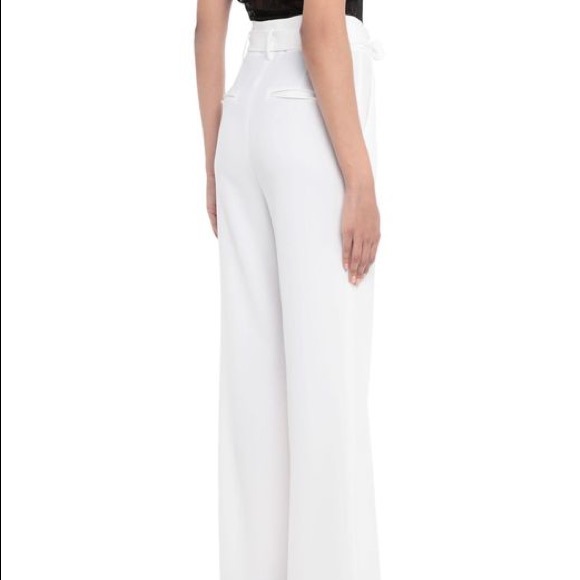$250 NWT MARCIANO WHITE HIGH WAISTED WIDE LEG BELTED PANTS M / IT 42 - Picture 5 of 8